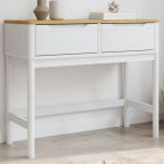 Măsuță consolă FLORO alb 89,5x36,5x73 cm lemn masiv de pin GartenMobel Dekor
