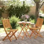Set de bistro pliabil, 3 piese, lemn masiv de acacia GartenMobel Dekor
