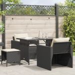 Set mobilier de grădină cu perne, 4 piese, negru, poliratan GartenMobel Dekor