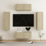 Set de dulapuri TV, 4 piese, stejar sonoma, lemn prelucrat GartenMobel Dekor