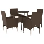 Set mobilier de grădină cu perne 5 piese maro poliratan&sticlă GartenMobel Dekor