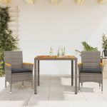 Set mobilier grădină cu perne 3 piese gri poliratan/lemn acacia GartenMobel Dekor