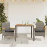 Set mobilier grădină cu perne 3 piese gri poliratan/lemn acacia GartenMobel Dekor