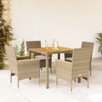 Set mobilier grădină cu perne 5 piese bej poliratan/lemn acacia GartenMobel Dekor