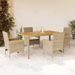 Set mobilier grădină cu perne 5 piese bej poliratan/lemn acacia GartenMobel Dekor