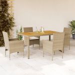 Set mobilier grădină cu perne 5 piese bej poliratan/lemn acacia GartenMobel Dekor