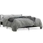 Cadru de pat, negru, 150x200 cm, lemn prelucrat și metal GartenMobel Dekor