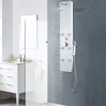 Panou de duș din sticlă, 25x44,6x130 cm, alb  GartenMobel Dekor