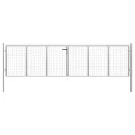 Poartă de grădină, argintiu, 415 x 150 cm, oțel galvanizat GartenMobel Dekor