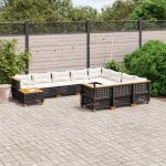Set canapele de grădină cu perne, 11 piese, negru, poliratan GartenMobel Dekor