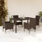 Set mobilier de grădină cu perne 5 piese maro poliratan&sticlă GartenMobel Dekor