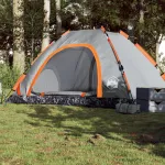 Cort camping, 5 persoane, gri/oranj, setare rapidă GartenMobel Dekor