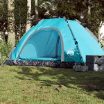Cort de camping pentru 5 persoane, eliberare rapidă, albastru GartenMobel Dekor