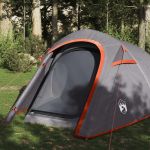 Cort de camping tunel 3 persoane, gri/portocaliu, impermeabil GartenMobel Dekor