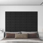 Panouri perete 12 buc. negru 30x15 cm piele ecologică 0,54 m² GartenMobel Dekor
