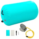 Rulou de gimnastică gonflabil cu pompă, verde, 100 x 60 cm, PVC GartenMobel Dekor