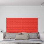 Panouri de perete 12 buc. roșu 90x15 cm piele ecologică 1,62 m² GartenMobel Dekor