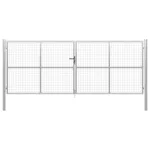 Poartă de grădină, argintiu, 415 x 200 cm, oțel galvanizat GartenMobel Dekor