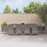 Set mobilier de grădină cu perne, 11 piese, gri, poliratan GartenMobel Dekor