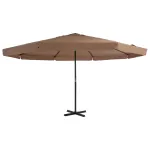 Umbrelă soare exterior cu stâlp aluminiu gri taupe 500 cm  GartenMobel Dekor
