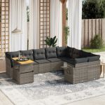 Set mobilier de grădină cu perne, 10 piese, gri, poliratan GartenMobel Dekor
