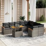 Set mobilier de grădină cu perne, 10 piese, gri, poliratan GartenMobel Dekor