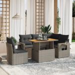 Set mobilier grădină cu perne, 6 piese, gri, poliratan GartenMobel Dekor