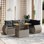 Set mobilier grădină cu perne, 6 piese, gri, poliratan GartenMobel Dekor