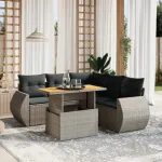 Set mobilier grădină cu perne, 6 piese, gri, poliratan GartenMobel Dekor