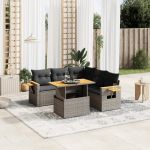 Set mobilier grădină cu perne, 6 piese, gri, poliratan GartenMobel Dekor