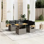 Set mobilier grădină cu perne, 6 piese, gri, poliratan GartenMobel Dekor