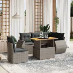 Set mobilier grădină cu perne, 6 piese, gri, poliratan GartenMobel Dekor