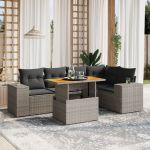 Set mobilier grădină cu perne, 6 piese, gri, poliratan GartenMobel Dekor