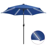 Umbrelă de soare, LED-uri și stâlp aluminiu, azur, 300 cm GartenMobel Dekor
