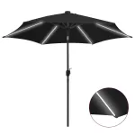 Umbrelă de soare, LED-uri și stâlp aluminiu, negru, 300 cm GartenMobel Dekor