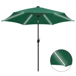 Umbrelă de soare, LED-uri și stâlp aluminiu, verde, 300 cm GartenMobel Dekor