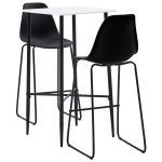 Set mobilier de bar, 3 piese, negru, plastic GartenMobel Dekor