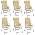 Perne scaun cu spătar înalt 6 buc. melanj bej 120x50x4cm textil GartenMobel Dekor