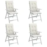 Perne scaun spătar înalt, 4 buc. melanj crem 120x50x4 cm textil GartenMobel Dekor