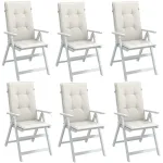 Perne scaun spătar înalt, 6 buc. melanj crem 120x50x4 cm textil GartenMobel Dekor
