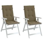 Perne scaun spătar înalt 2buc melanj gri taupe120x50x4cm textil GartenMobel Dekor