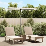 Umbrelă de soare de grădină stâlp aluminiu alb nisipiu 2x1,5 m  GartenMobel Dekor