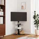 Suport TV pe colț cu 3 niveluri pentru 32-65 inch, negru GartenMobel Dekor