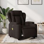 Fotoliu electric de masaj rabatabil, maro închis, textil GartenMobel Dekor