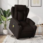 Fotoliu electric masaj rabatabil cu ridicare maro închis textil GartenMobel Dekor