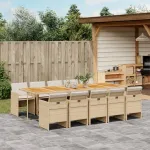 Set mobilier de grădină cu perne, 11 piese, bej, poliratan GartenMobel Dekor