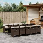 Set mobilier de grădină cu perne, 11 piese, maro, poliratan GartenMobel Dekor