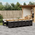 Set mobilier de grădină cu perne, 13 piese, negru, poliratan GartenMobel Dekor