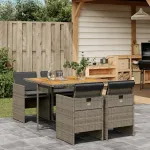 Set mobilier de grădină cu perne, 5 piese, gri, poliratan GartenMobel Dekor