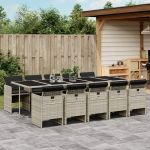 Set mobilier de grădină cu perne 11 piese gri deschis poliratan GartenMobel Dekor